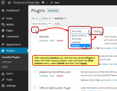 remove inactive plugins